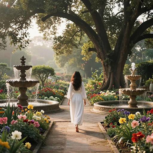 Serene Dawn in Lush Garden