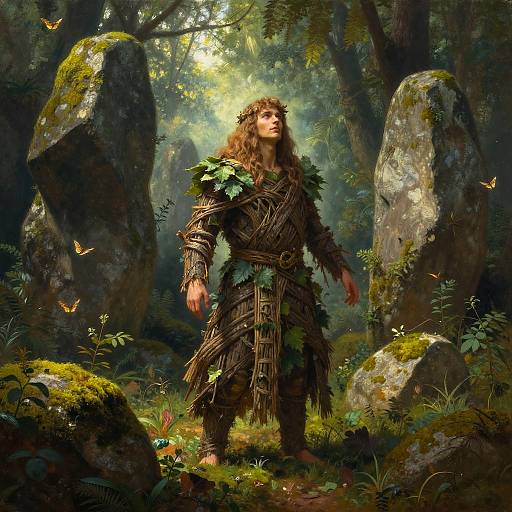 Ancient Forest Druid in Sacred Clearing