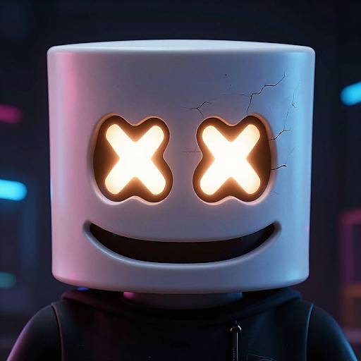 Marshmello Helmet Portrait with Neon Glow