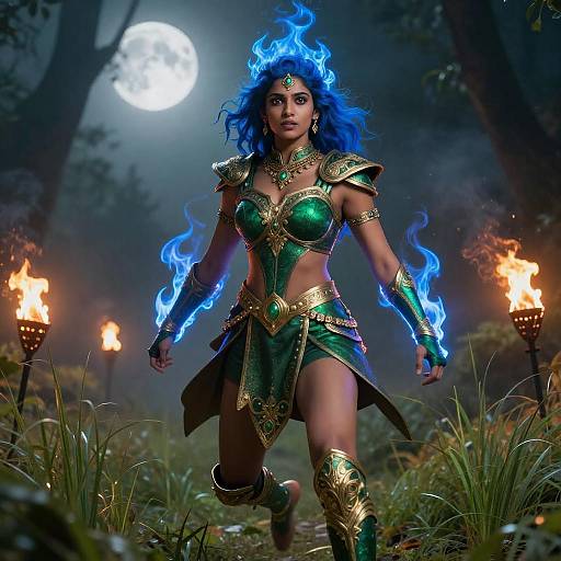 Emerald Warrior in Moonlit Enchantment