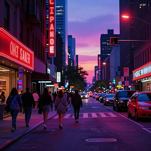 Vibrant Cinematic Urban Dusk Scene