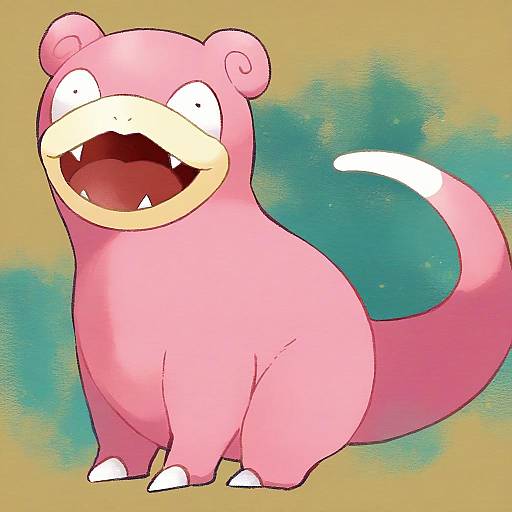 Illustration of Slowpoke, pokemon in the style of Boyano