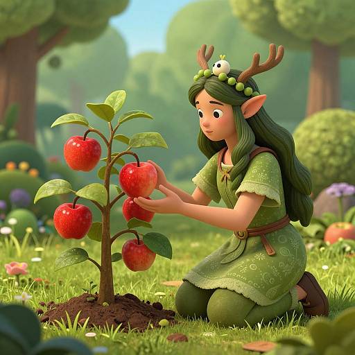 Half-Plant Guardian in Enchanted Garden