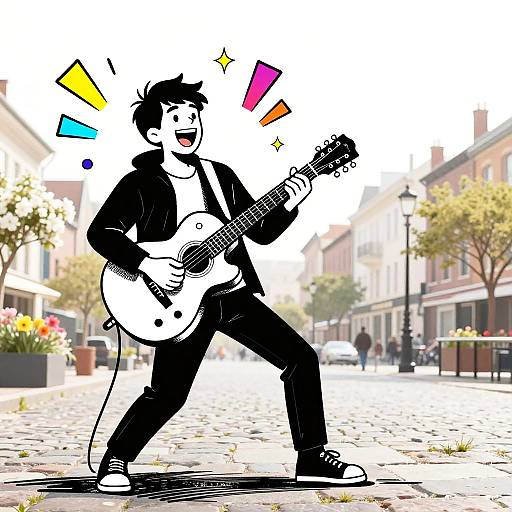 Ecstatic Street Musician Digital Sketch