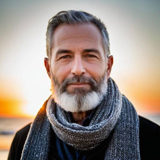 Portrait of a Man at Sunset Beach