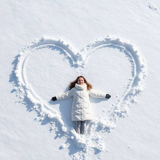 Woman Holding a Snow Heart