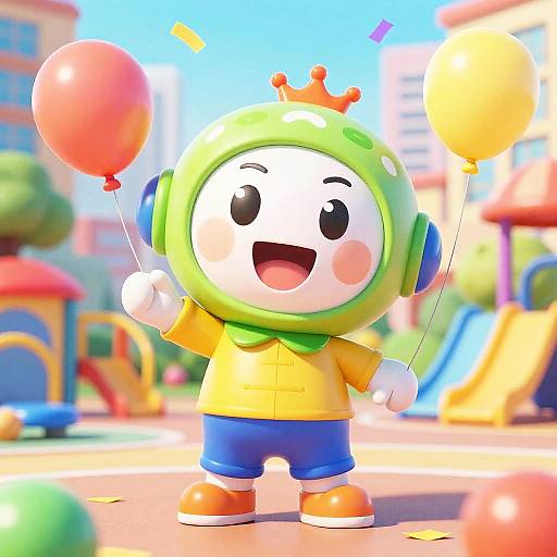 Joyful Cartoon Character in Playground