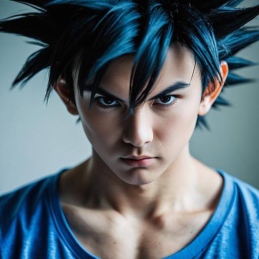 Goku Inspired Costume with Serious Expression