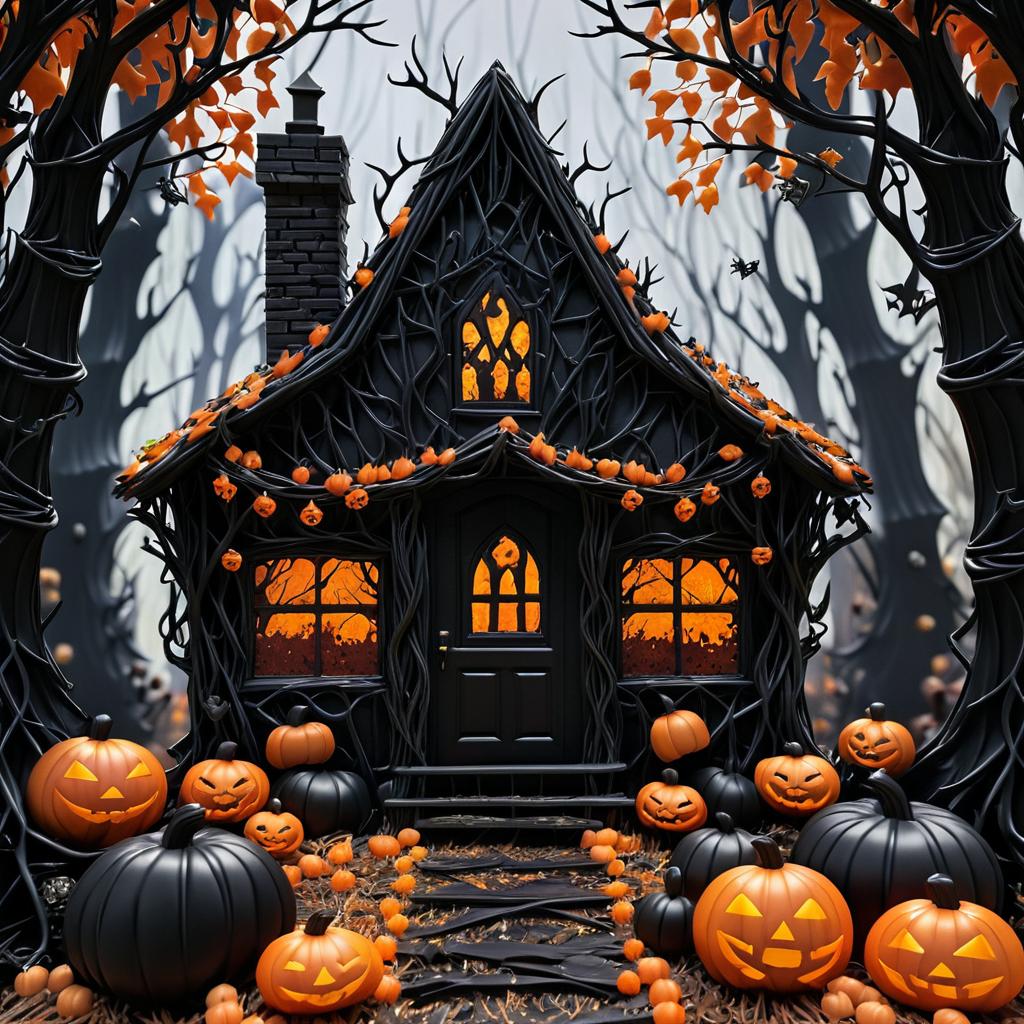 Gothic Halloween Forest with Creepy Shack