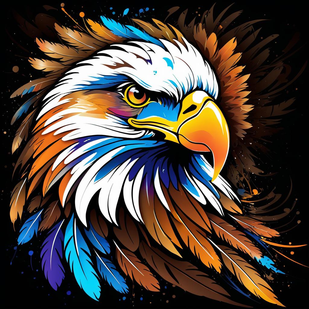 Dynamic Eagle Graffiti T-Shirt Art