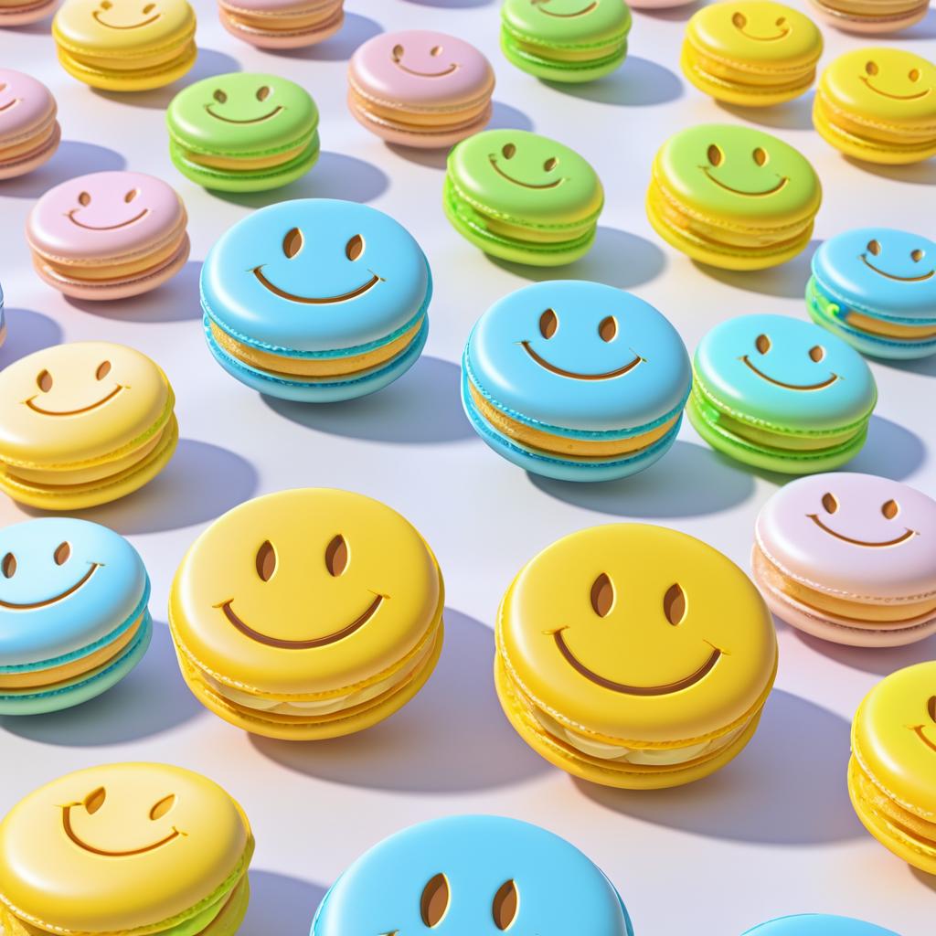 Whimsical Smiley Face Macaron Art