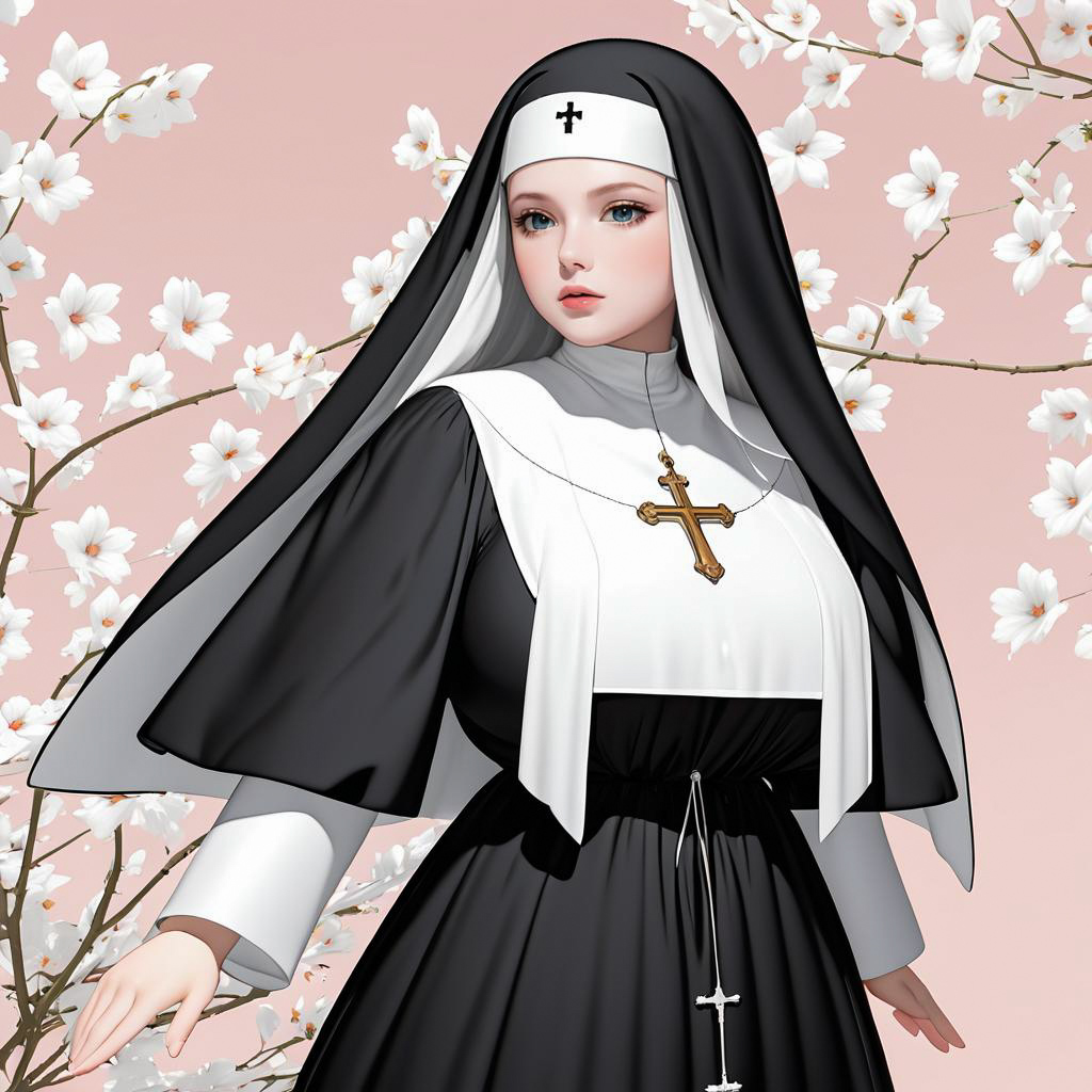 Emotional CGI Nun in Soft Background