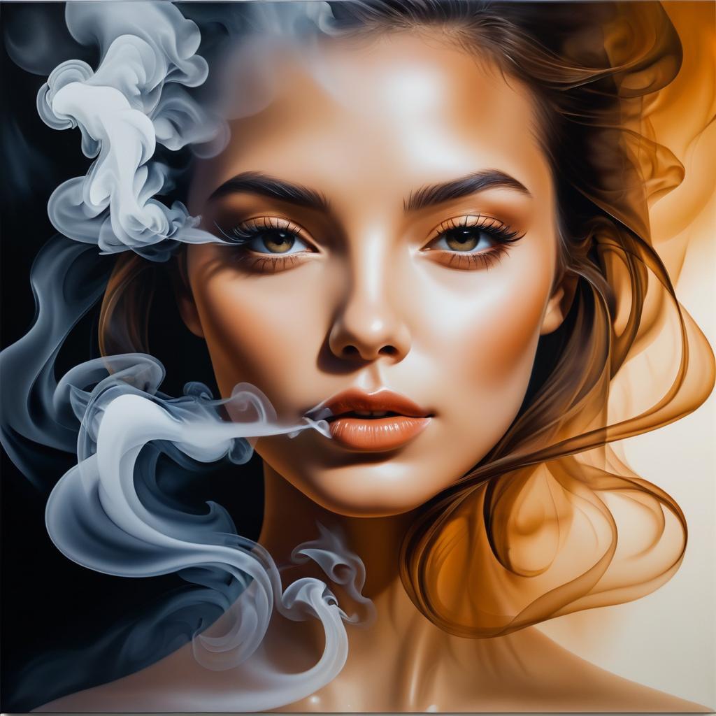 Surreal Smoke Portrait of Woman's Face