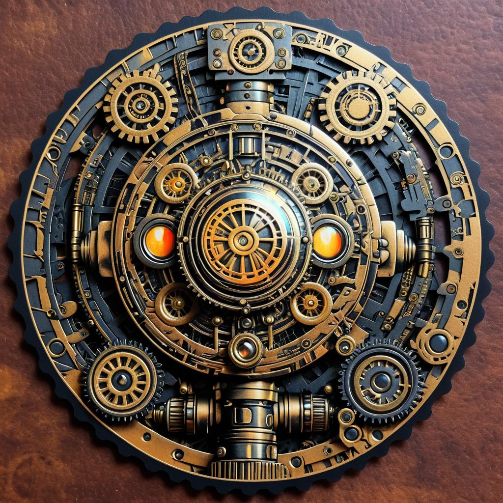 Intricate Steampunk Robot Sticker Design