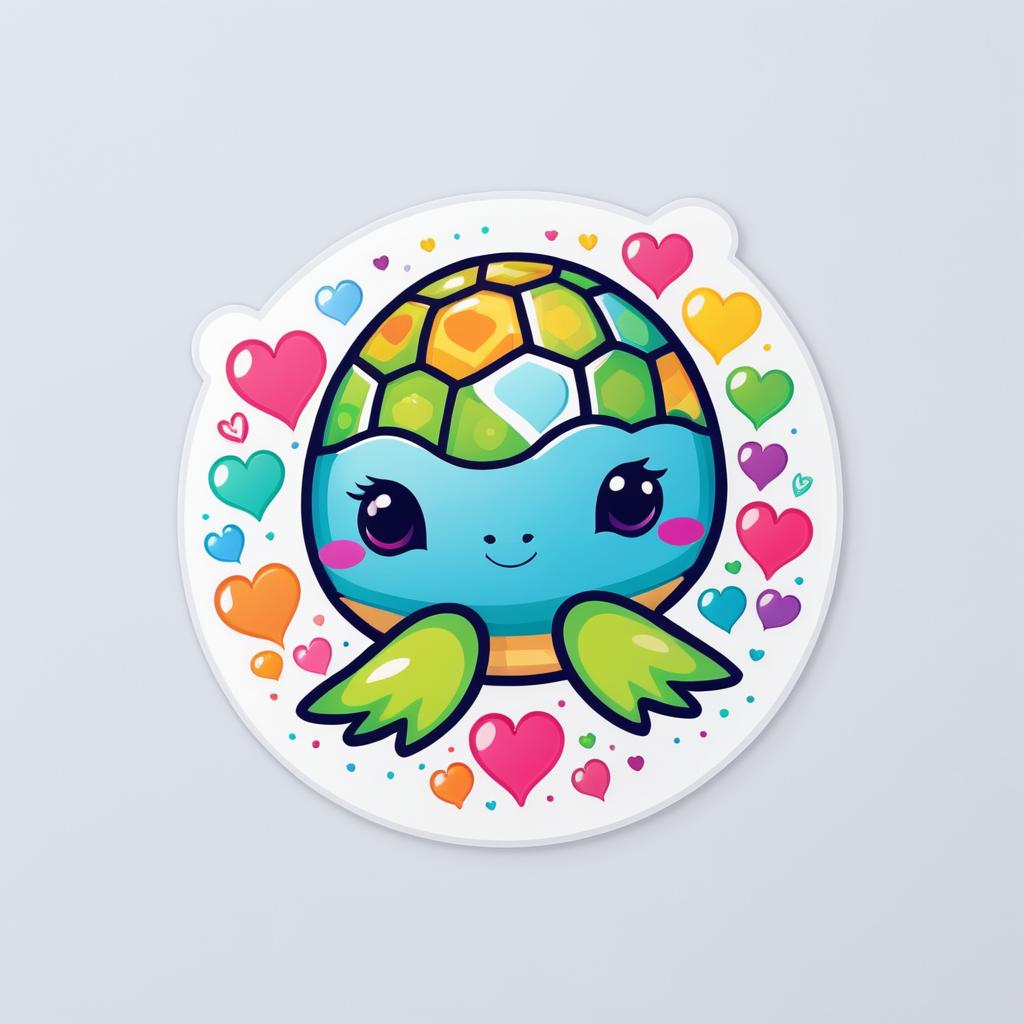 Adorable 'I Love Turtles' Sticker Design