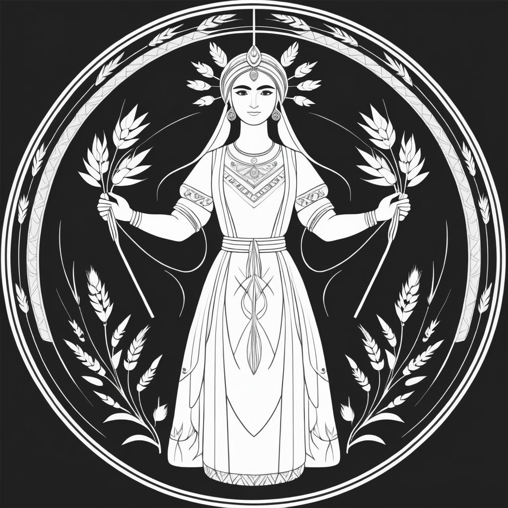 Minimalist Slavic Goddess Mokosh Outline