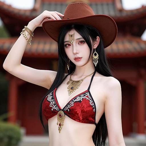 East Asian Woman in Cowboy Attire