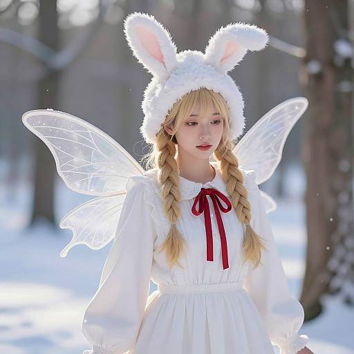 Enchanting Winter Fairy Costume in Snow
