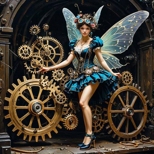 Clockwork Fairy with Gears and Goggles Clockwork Fairy with Gears and Goggles