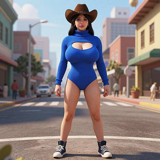 Photorealistic Girl in Blue Sweater