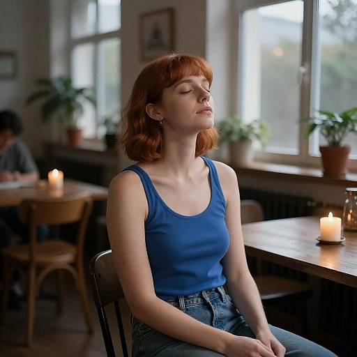 Relaxing Moment in Dimly Lit Room