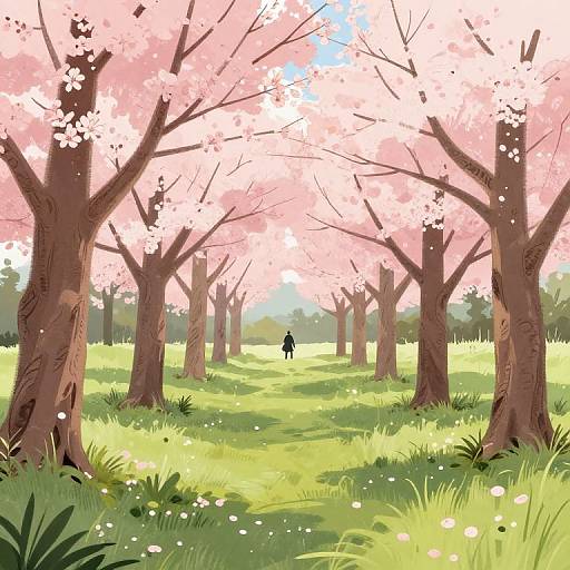 Serene Wildlife Grove Illustration