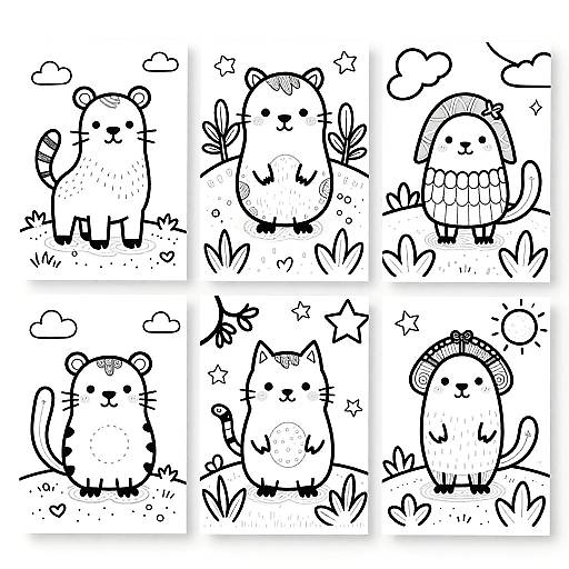 Whimsical Animals and Nature Coloring Sheets
