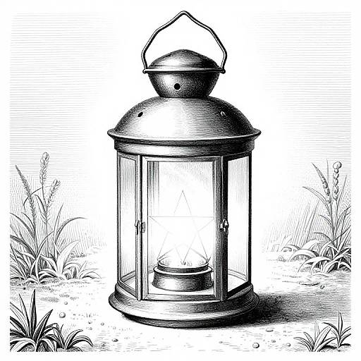 Vintage Lantern with Glowing Six-Pointed Star