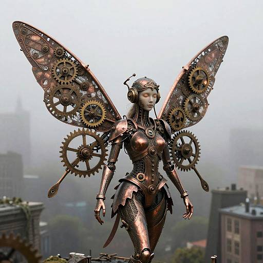 Steampunk Fairy with Mechanical Wings