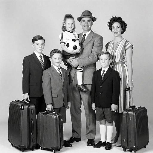 Vintage Family Portrait with Soccer Element