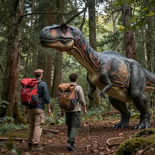 Adventurous Forest Encounter with Dinosaurs
