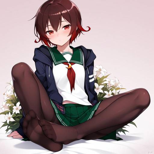 Cute School Girl with Gradient Hair