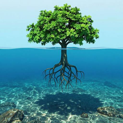 Surreal Upside-Down Ocean Tree