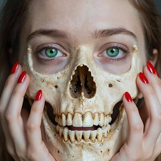 Mystical Woman and Human Skull Illustration