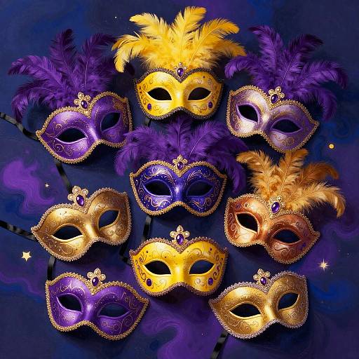 Vibrant Carnival Venetian Masks