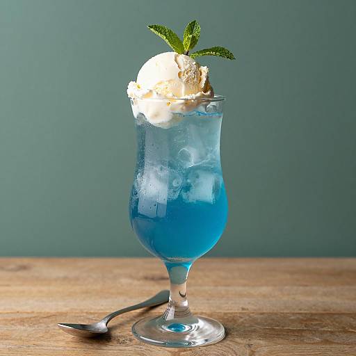 Refreshing Blue Cocktail with Ice Cream