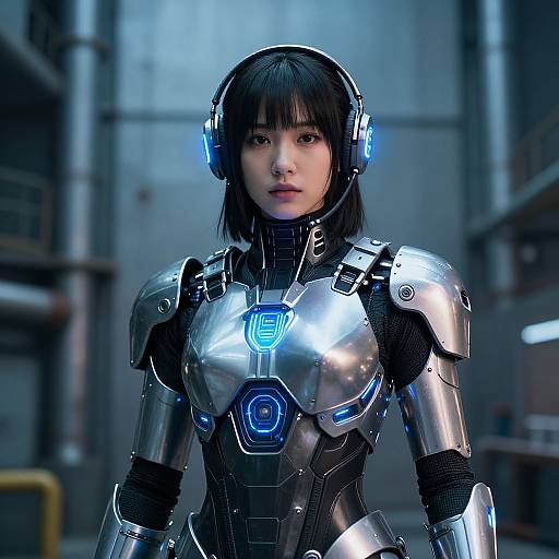 Futuristic Cyborg Woman Portrait