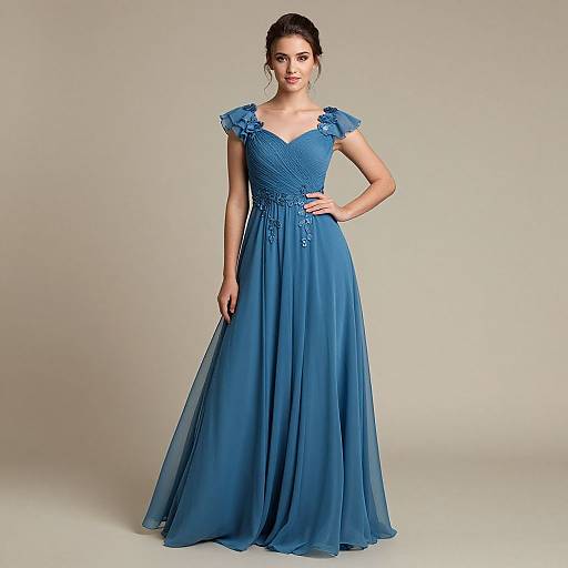 Elegant Portrait in Blue Chiffon Gown