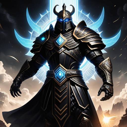 Futuristic Armored Warrior with Glowing Blue Elements