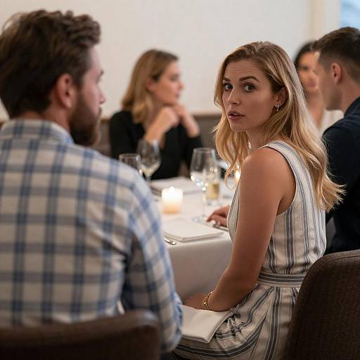 Surprised Woman in Restaurant