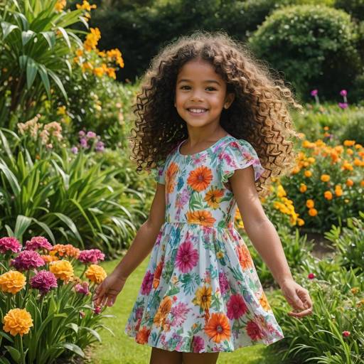 Joyful Young Girl in a Vibrant Garden