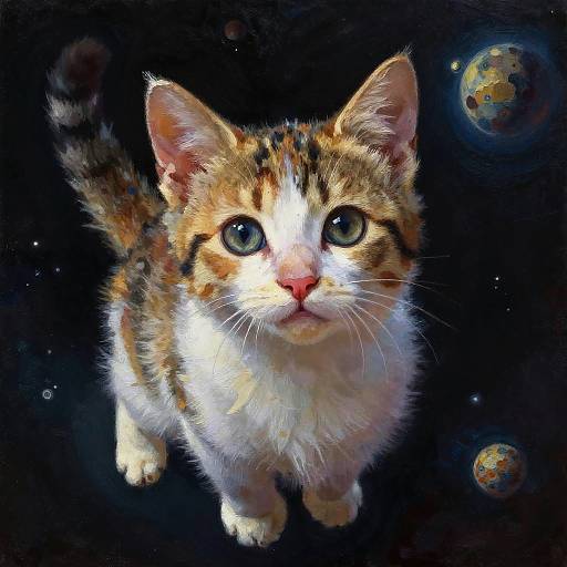 Lifelike Calico Kitten in Space