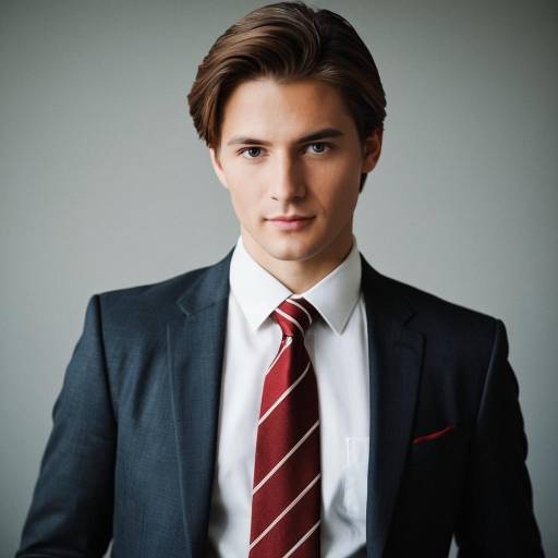 Young Man in Business Suit with Red Tie