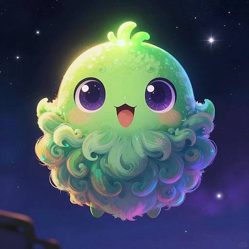 Cute Floating Cosmic Creature Digital Art