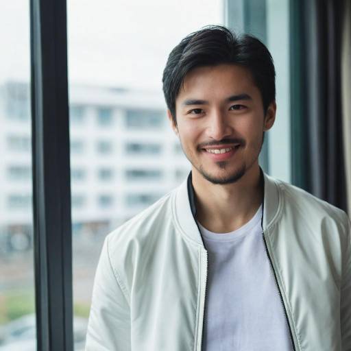 Portrait of Smiling Asian Man Near Window