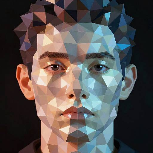 Geometric Mosaic Self Portrait Art