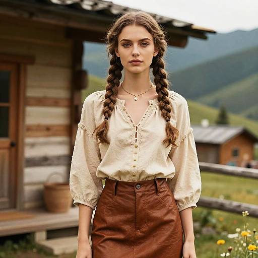 Bubble Braid Hairstyle in Rustic Cabin