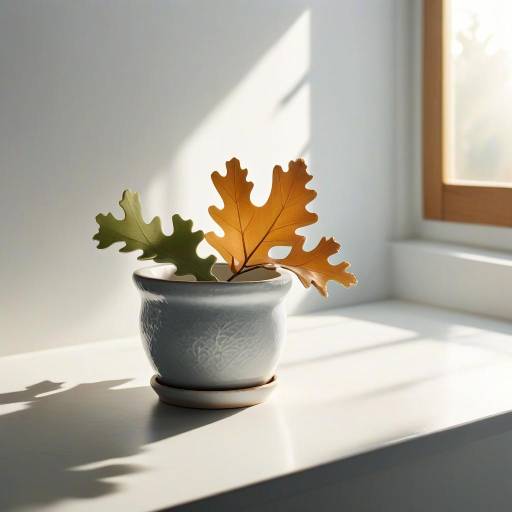 Serene Minimalist Still Life of Oak Leaf