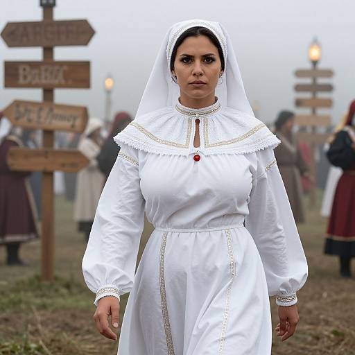Cinematic Portrait of Confident Pilgrim Woman