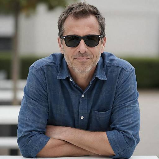 Calm Middle-Aged Man in Outdoor Setting